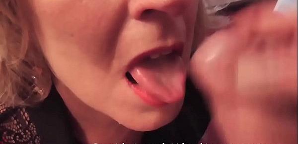  British Rosemary lets the Panty Pervert cum in her mouth.
